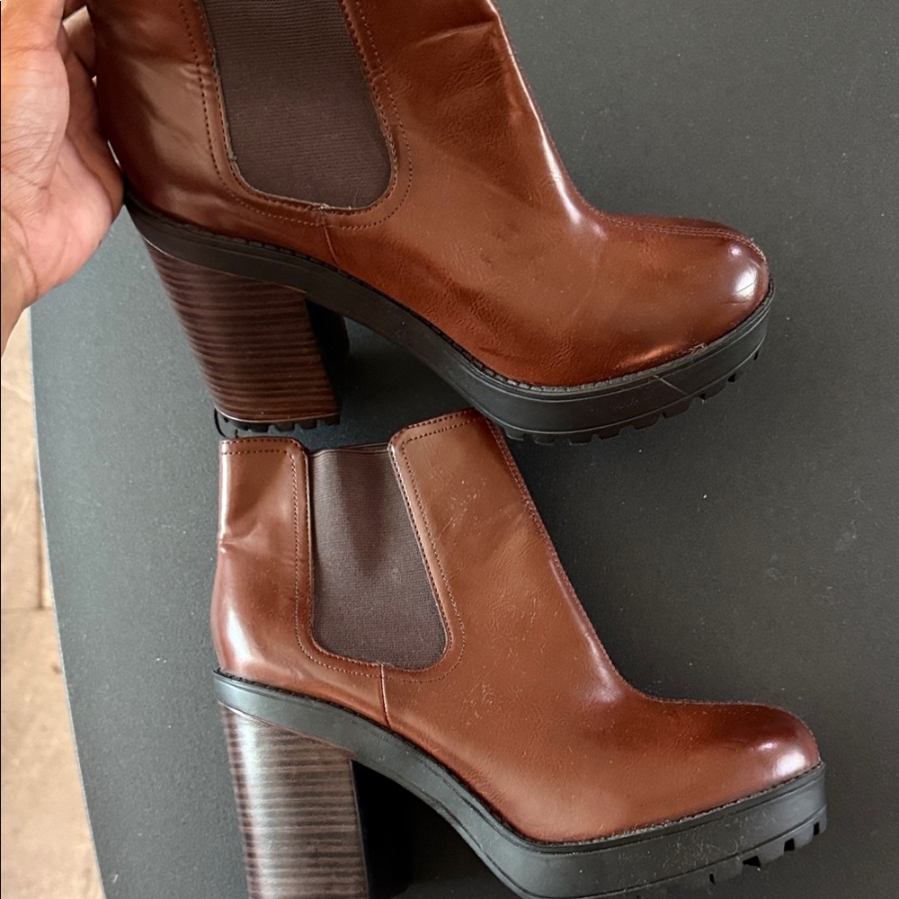 H&M Divided Collection Brown Leather Ankle Boots